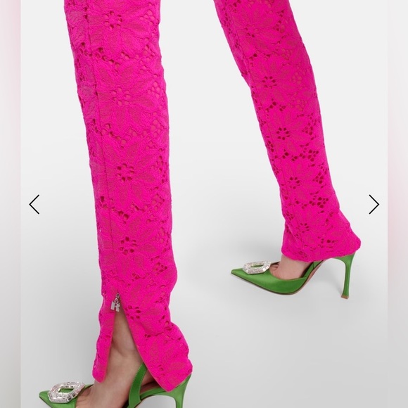 ROTATE BIRGER CHRISTENSEN HEAVY LACE HIGH RISE PANTS IN PINK GLO - Picture 5 of 11